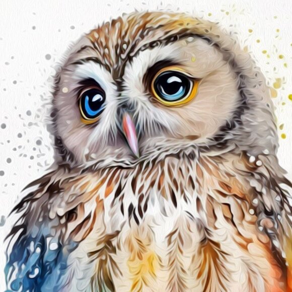 4x6 Baby Owl Watercolor Oil Painting Art‎ Print - Picture 2 of 4